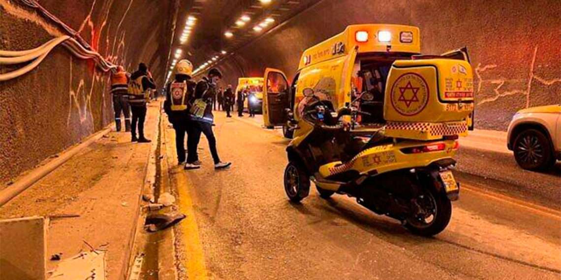 Accidente registrado en el túnel // SERVICIO NACIONAL DE EMERGENCIAS DE ISRAEL
