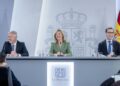 El ministro de Política Territorial y Memoria Democrática, Ángel Víctor Torres; la ministra Portavoz, Pilar Alegría y el ministro de Economía, Comercio y Empresa, Carlos Cuerpo, durante una rueda de prensa posterior al Consejo de Ministros, en el Co - Alberto Ortega - Europa Press