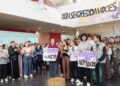 Protesta de estudiantes de la Escuela de Arte Dramático de Galicia, demandando espacios "seguros" y denunciando "coacciones" y "abuso de poder" de algunos docentes. - EUROPA PRESS