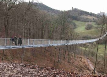 Uno de los puentes colgantes construidos por el grupo en Alemania (Foto: Crestageo)
