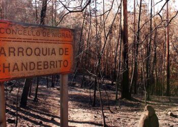 Estado de Chandebrito pocos días después de los incendios del 15 de octubre de 2017