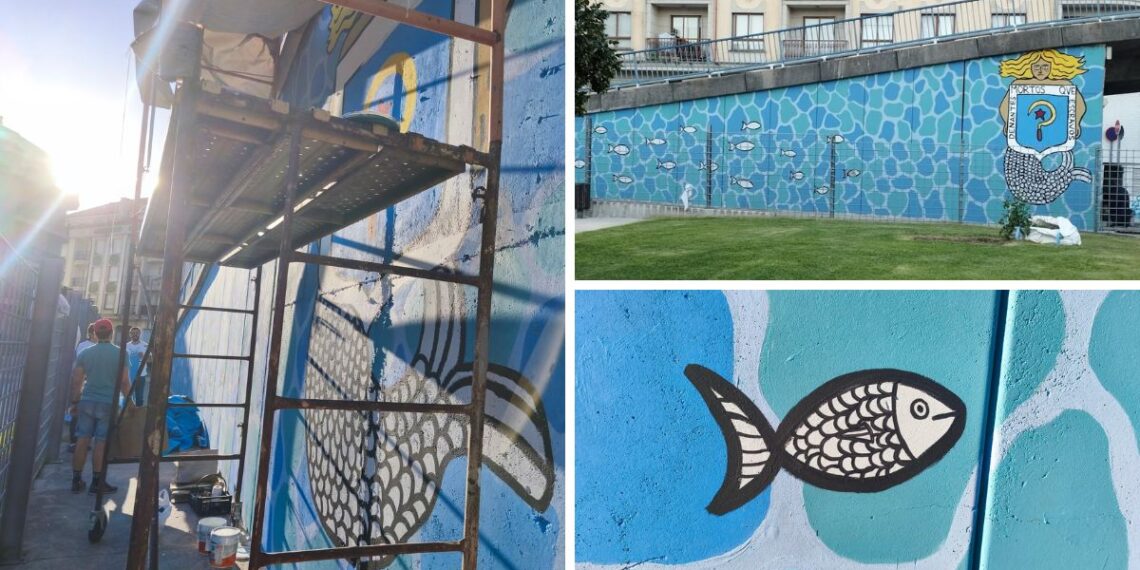 Soutomaior lleva a cabo un nuevo mural cargado de significado y con guiños a Galicia