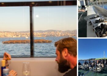 Otoño arranca en Vigo con paseo en barco por la Ría, mejillones de batea, vino y buena música