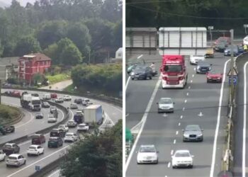 Dos accidentes en apenas 10 minutos provocan atascos en la A-55 en la salida de Vigo