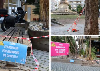 Precintan la Praza Independencia de Vigo ante el "total abandono" del Concello