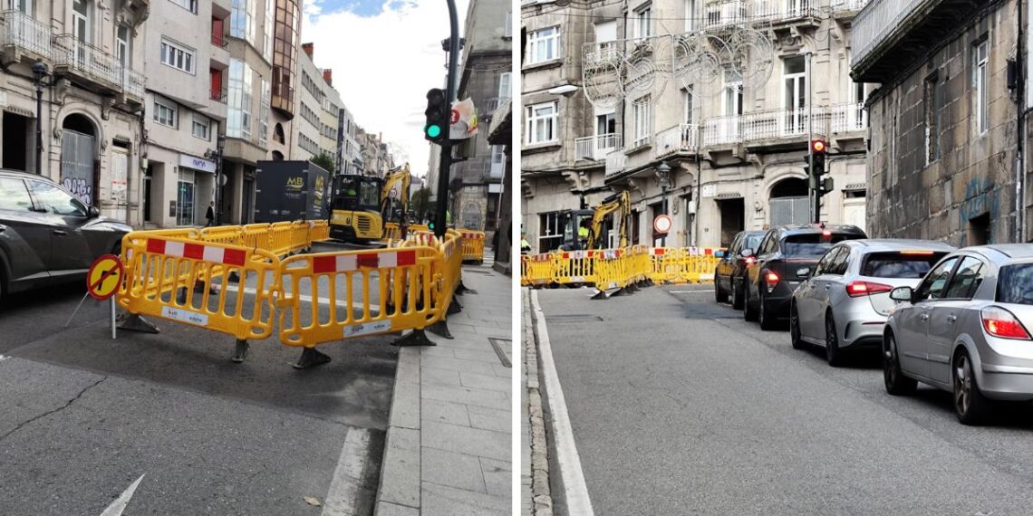 El corte de una calle del centro complica el tráfico en Vigo por unos días