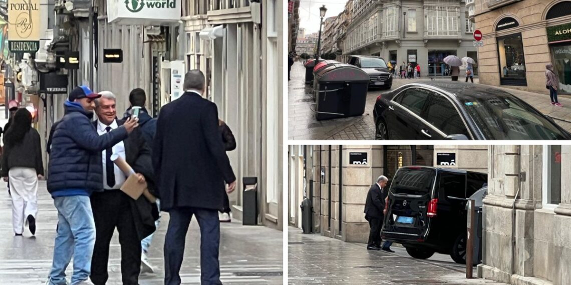 Laporta y la comitiva del Barça comen en el centro de Vigo entre fotos y aplausos