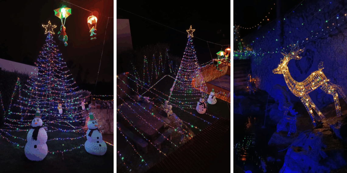 Un barrio de Vigo se une para crear su propio 'jardín navideño' con luces y un árbol de 20 metros