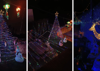 Un barrio de Vigo se une para crear su propio 'jardín navideño' con luces y un árbol de 20 metros