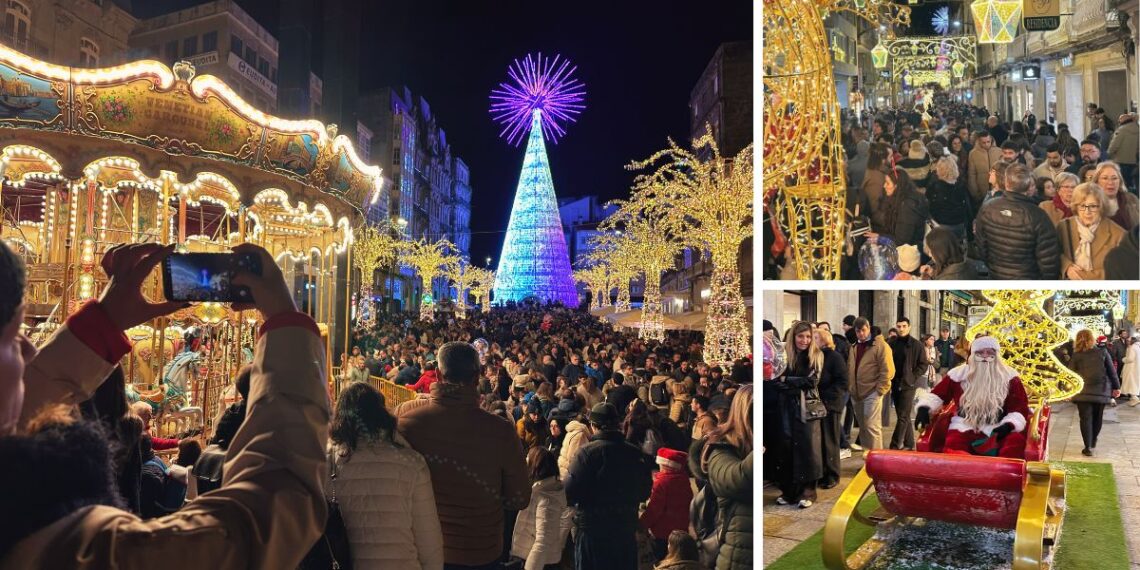 La Navidad de Vigo supera su primera gran 'avalancha turística' del año con las calles a rebosar