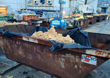 La limpieza del vertido de aceite en la ría de Vigo se centra en dos zonas: Moaña y dársena de Guixar