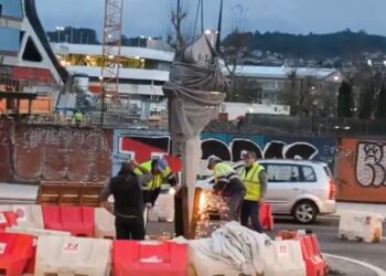 Instalan por sorpresa una nueva estatua en Balaídos para lucir el 'espíritu Celta'