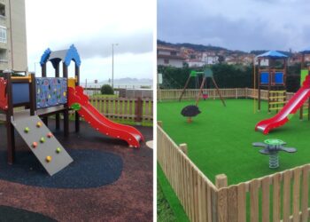 Los parques de Baiona vuelven a lucir su mejor imagen con renovadas tirolinas, multijuegos y columpios