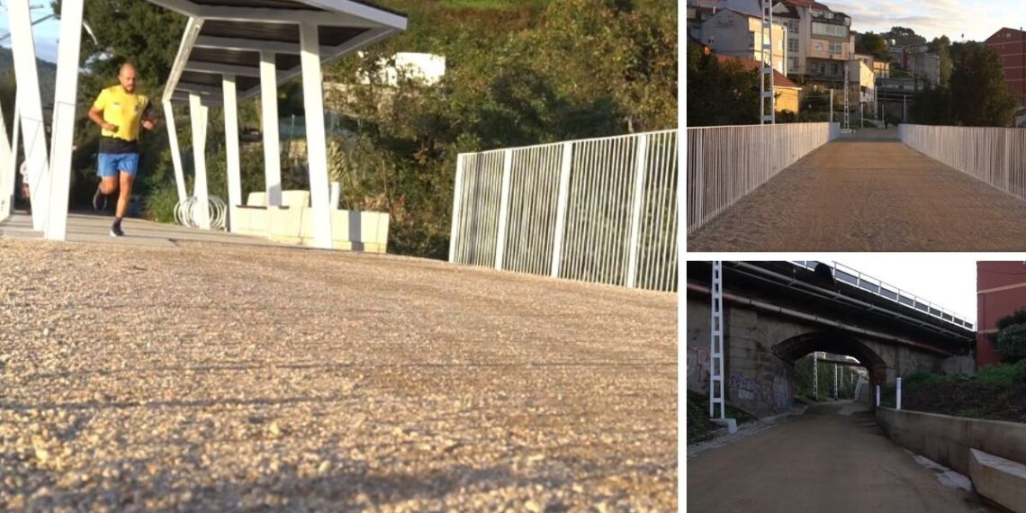 Chapela estrena un nuevo tramo de la Vía Verde con zona de descanso, pérgolas y vistas a la ría