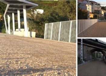 Chapela estrena un nuevo tramo de la Vía Verde con zona de descanso, pérgolas y vistas a la ría