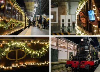 Un tren a vapor con vagones de madera recorre la Navidad en Portugal y ofrece un viaje de ensueño