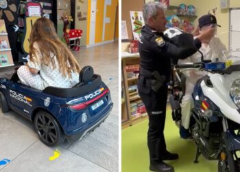 Los niños ingresados en hospitales de Vigo se sintieron policías por un día con una visita muy especial