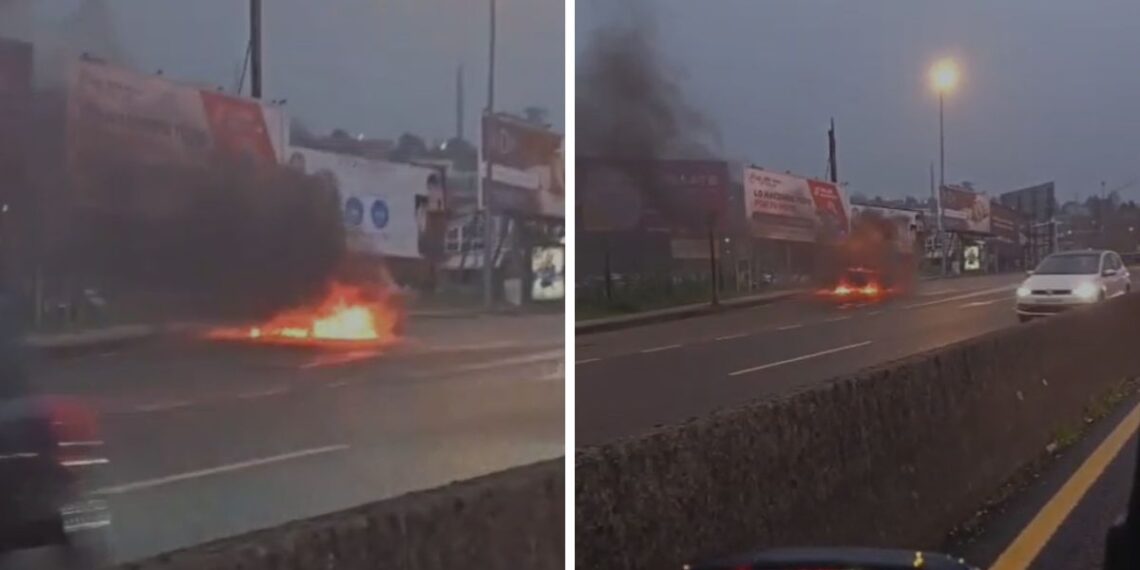 Arde un coche en plena Avenida de Madrid de Vigo