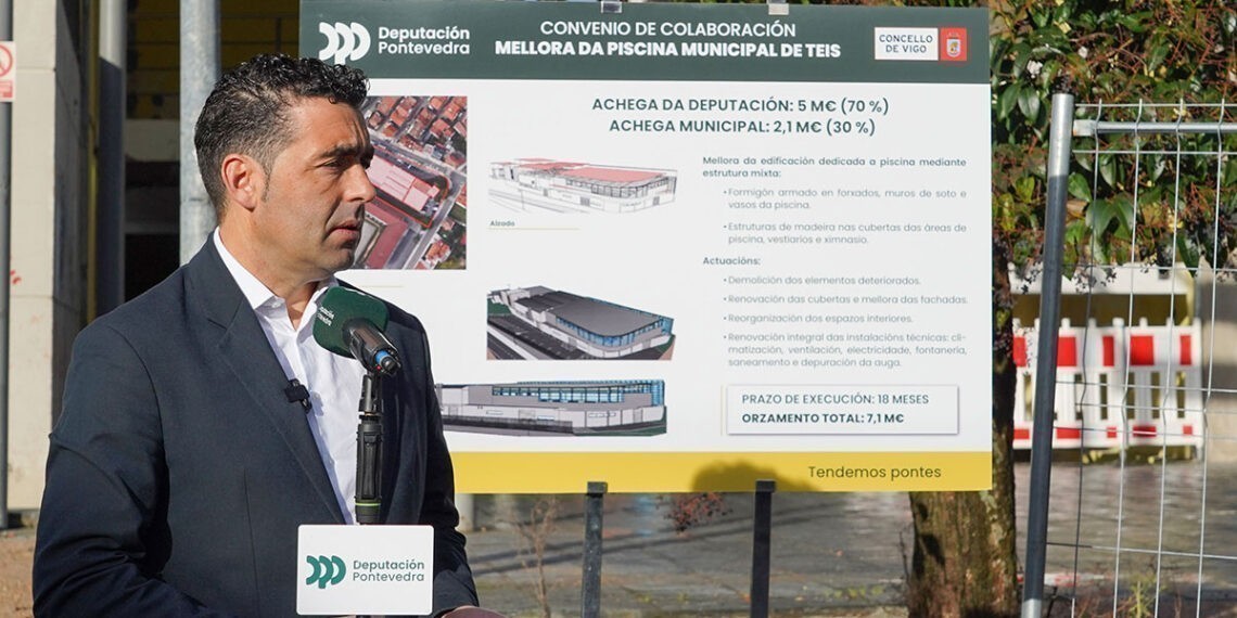 La Diputación presenta su inversión para la piscina de Teis, un acto al que no asistió Caballero