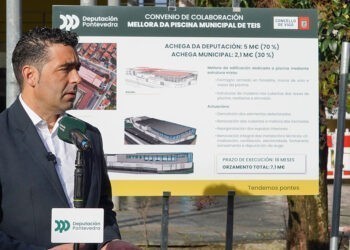 La Diputación presenta su inversión para la piscina de Teis, un acto al que no asistió Caballero