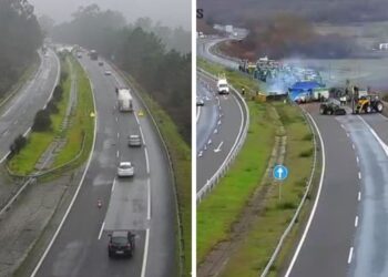 La circulación por la A-52 se complica por un camión atravesado en sentido Vigo