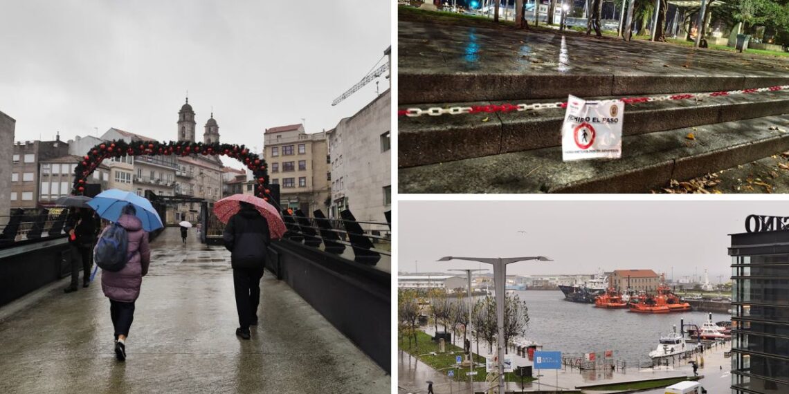 Parques cerrados, cambios en el transporte marítimo y alerta naranja en Vigo por el temporal