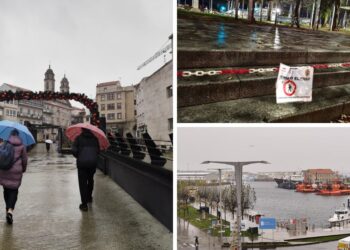 Parques cerrados, cambios en el transporte marítimo y alerta naranja en Vigo por el temporal