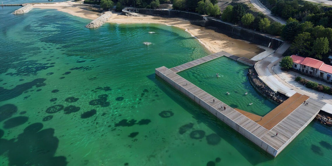 Vigo proyecta su primera piscina oceánica con zona de solárium en plataformas flotantes en Teis