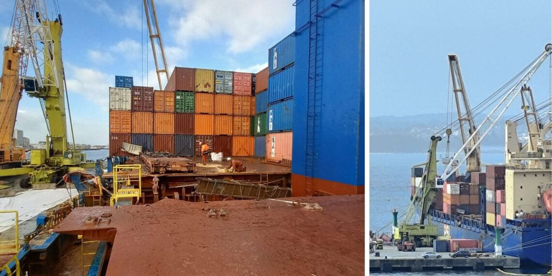 Finaliza con éxito la recolocación de contenedores en el barco que llegó a Vigo con un corrimiento de carga
