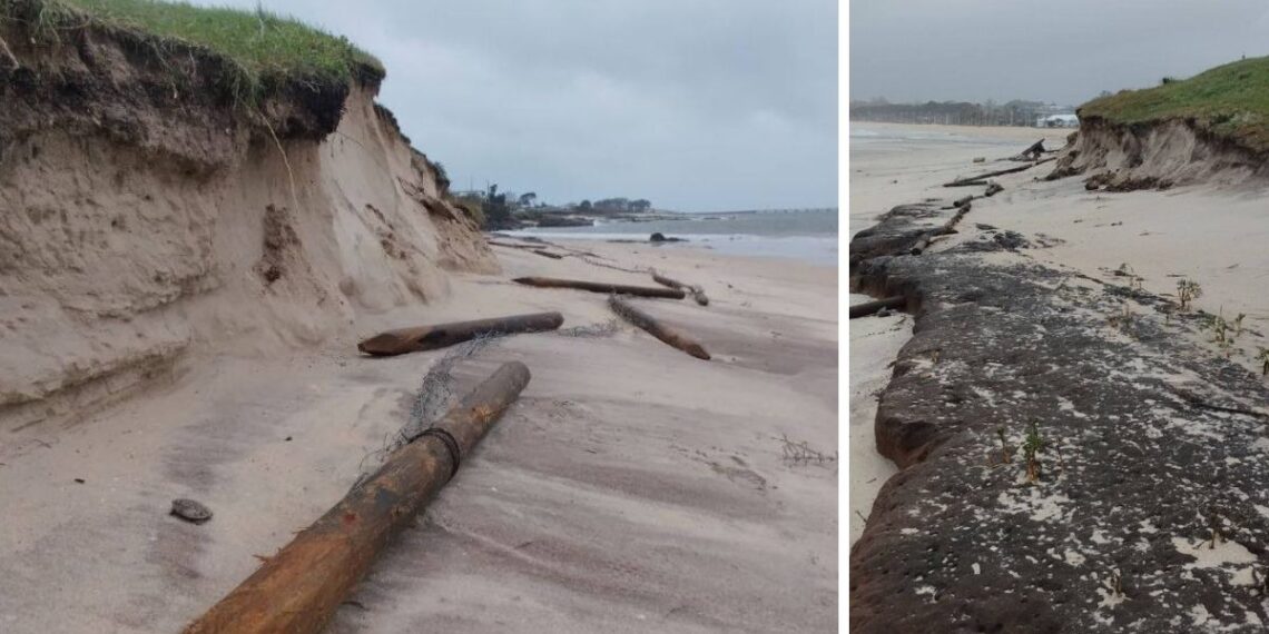 El temporal destroza la duna de una conocida playa de Vigo