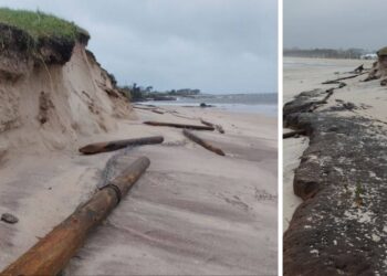 El temporal destroza la duna de una conocida playa de Vigo