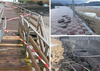 Nigrán cierra varios paseos peatonales y el acceso a una playa por daños causados por el temporal