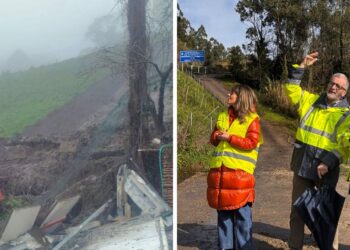 Continúan los trabajos de rehabilitación en la Autovía do Morrazo tras el derrumbe