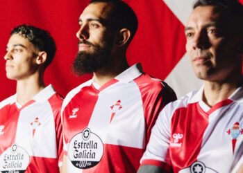 El Celta celebra su hazaña en Francia lanzando su camiseta retro con alma 'Reconquista' de Vigo