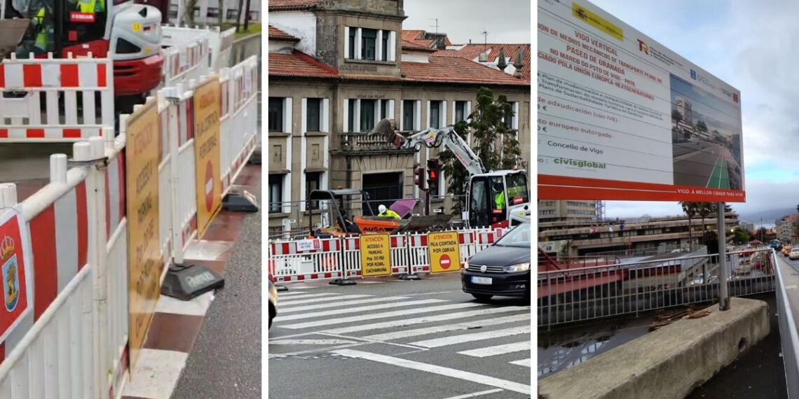 Arranca el corte de tráfico en uno de los atajos al centro de Vigo, durará varios meses