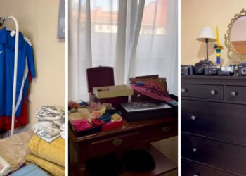 Muebles, cámaras antiguas y vajillas en un piso de Vigo convertido en mercadillo vintage