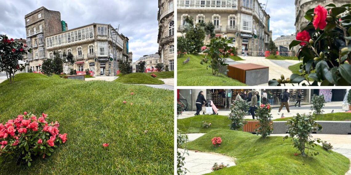 El verde regresa a la Porta do Sol de Vigo con un jardín efímero y un rinconcito de descanso