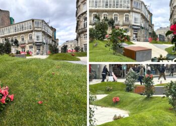 El verde regresa a la Porta do Sol de Vigo con un jardín efímero y un rinconcito de descanso