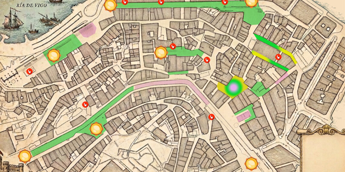 Mapa y buscador de los puestos de la Reconquista de Vigo, filloas, choripanes, baños y torreiros