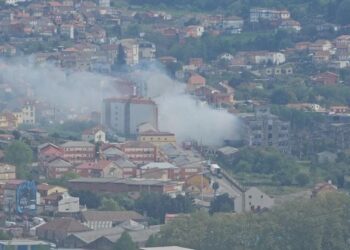 Un incendio afecta a la antigua fábrica de Álvarez de Vigo y provoca una gran columna de humo