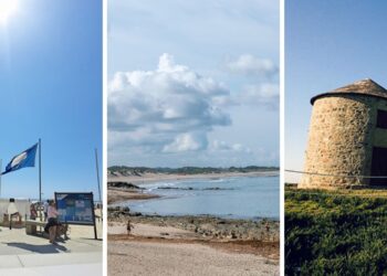 Así es la sorprendente playa con molinos y paseo en pasarelas que enamora en el norte de Portugal