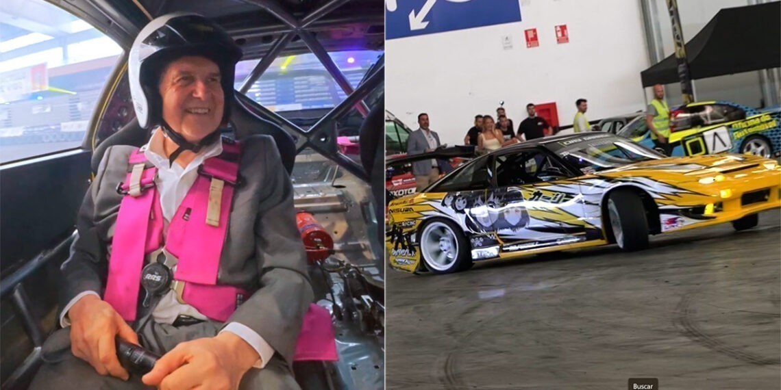 Caballero se erige en "alcalde driftero" al subirse "de tranqui" en un coche al estilo "A Todo Gas" en Vigo