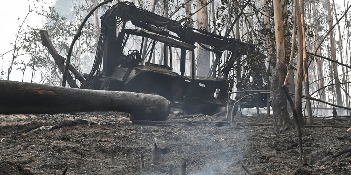 El incendio de Monte Galleiro, fuera de control, arrasa 200 hectáreas en Ponteareas, Pazos y Mos