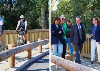 Inaugurado el nuevo tramo del paseo del Lagares, en Vigo, con pasarela de madera: "Es excepcional"