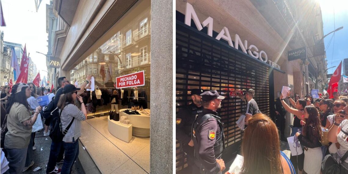 Nueva jornada de cierre de tiendas en Vigo por las protestas de las trabajadoras
