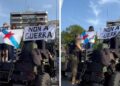 Toman un vehículo del Ejército en Vigo para protestar por el despliegue de las Fuerzas Armadas