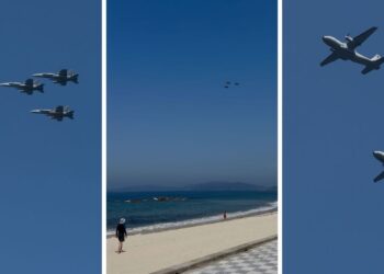 Vigo ya vibra con el atronador sonido del Ejército del Aire en una previa a su espectáculo del sábado