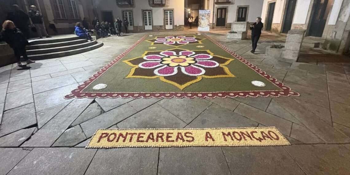 Galicia y Portugal, "unidas" por una espectacular alfombra de flores con casi 50 metros cuadrados
