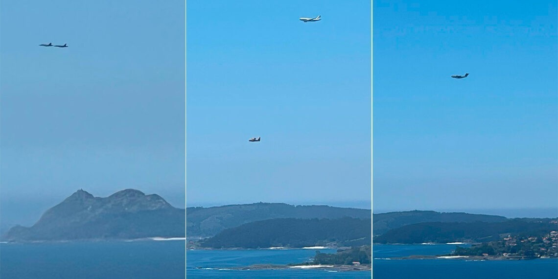 Aviones del Ejército ya sobrevuelan Vigo y sorprenden con un gran despliegue sobre la Ría