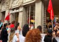 Jornada de protestas en las tiendas de Inditex, Mango o H&M en Vigo: "Hoxe non se vende, hoxe se defende"